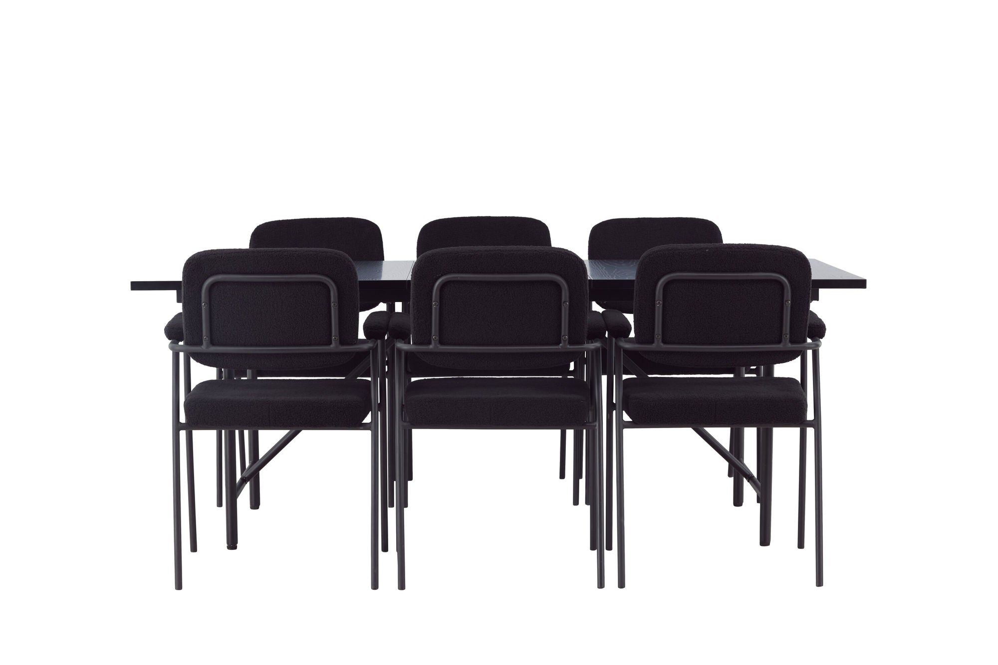 Venture Home Astrid spisebord 200*75 - Matte black / Matte black MDF with veneer +Yesterday Spisebordsstol - Black / Black Boucle _6