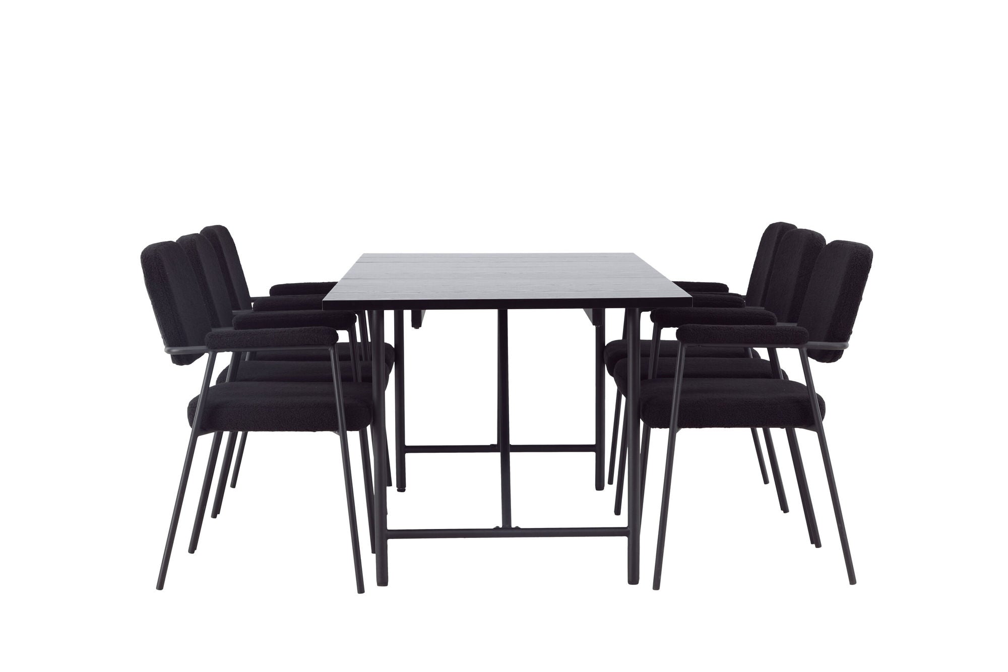 Venture Home Astrid spisebord 200*75 - Matte black / Matte black MDF with veneer +Yesterday Spisebordsstol - Black / Black Boucle _6