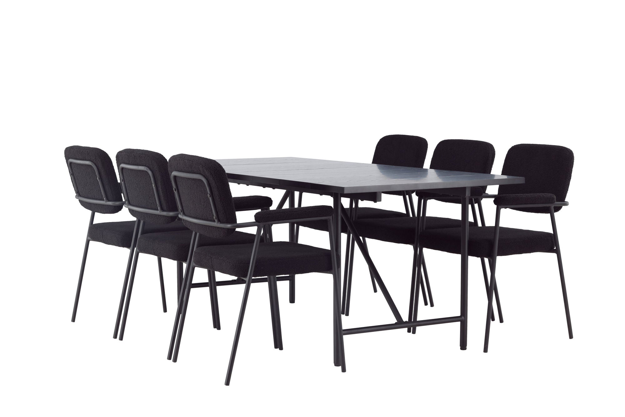 Venture Home Astrid spisebord 200*75 - Matte black / Matte black MDF with veneer +Yesterday Spisebordsstol - Black / Black Boucle _6