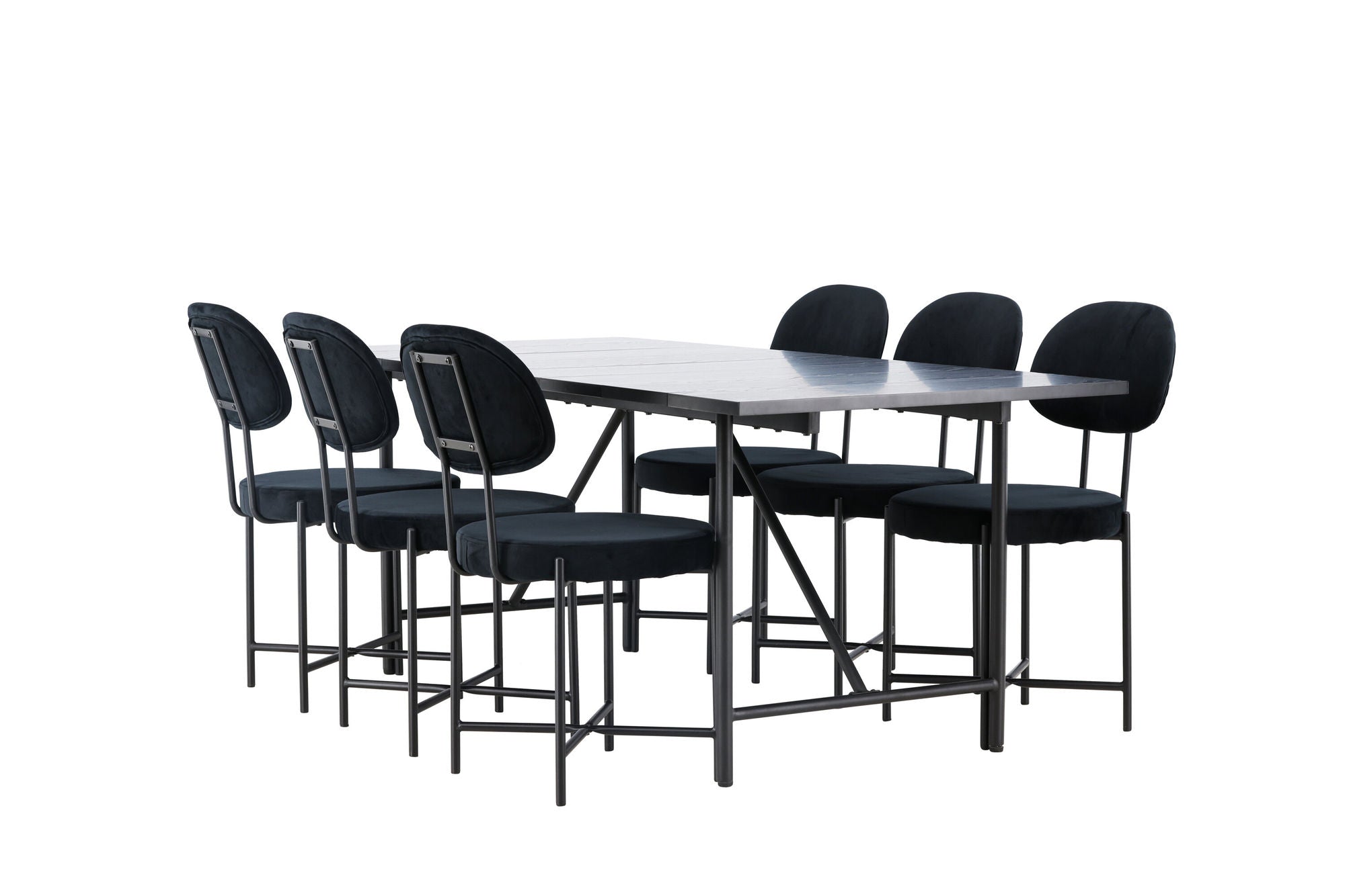 Venture Home Astrid spisebord 200*75 - Matte black / Matte black MDF with veneer +Stella Spisebordsstol - Black / Black Velvet _6