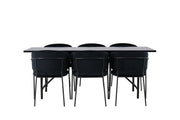 Venture Home Astrid spisebord 200*75 - Matte black / Matte black MDF with veneer +Selma Spisebordsstol - Black / Black Velvet _6