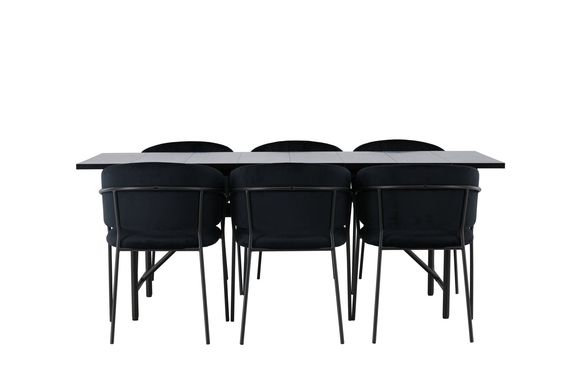 Venture Home Astrid spisebord 200*75 - Matte black / Matte black MDF with veneer +Selma Spisebordsstol - Black / Black Velvet _6