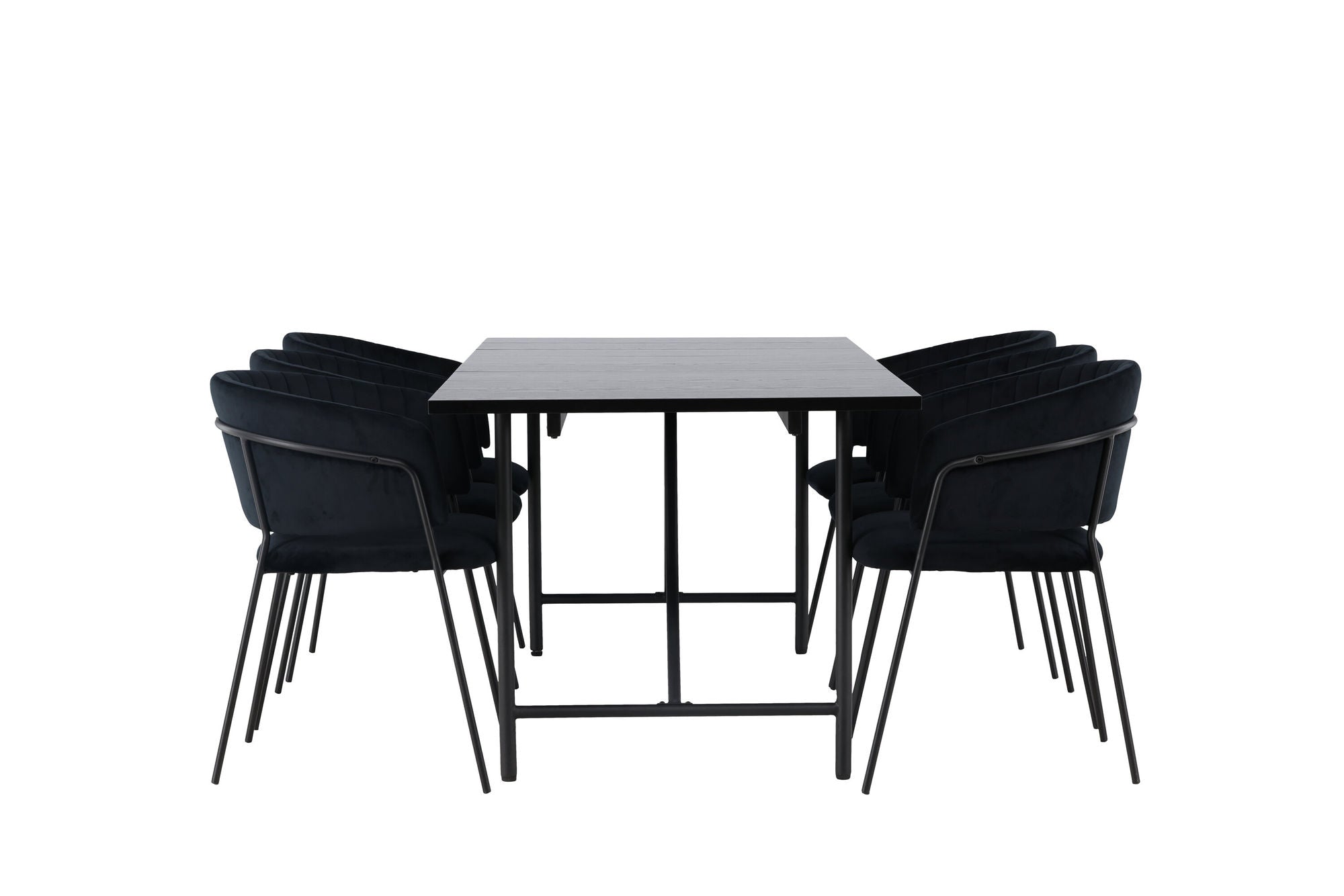 Venture Home Astrid spisebord 200*75 - Matte black / Matte black MDF with veneer +Selma Spisebordsstol - Black / Black Velvet _6