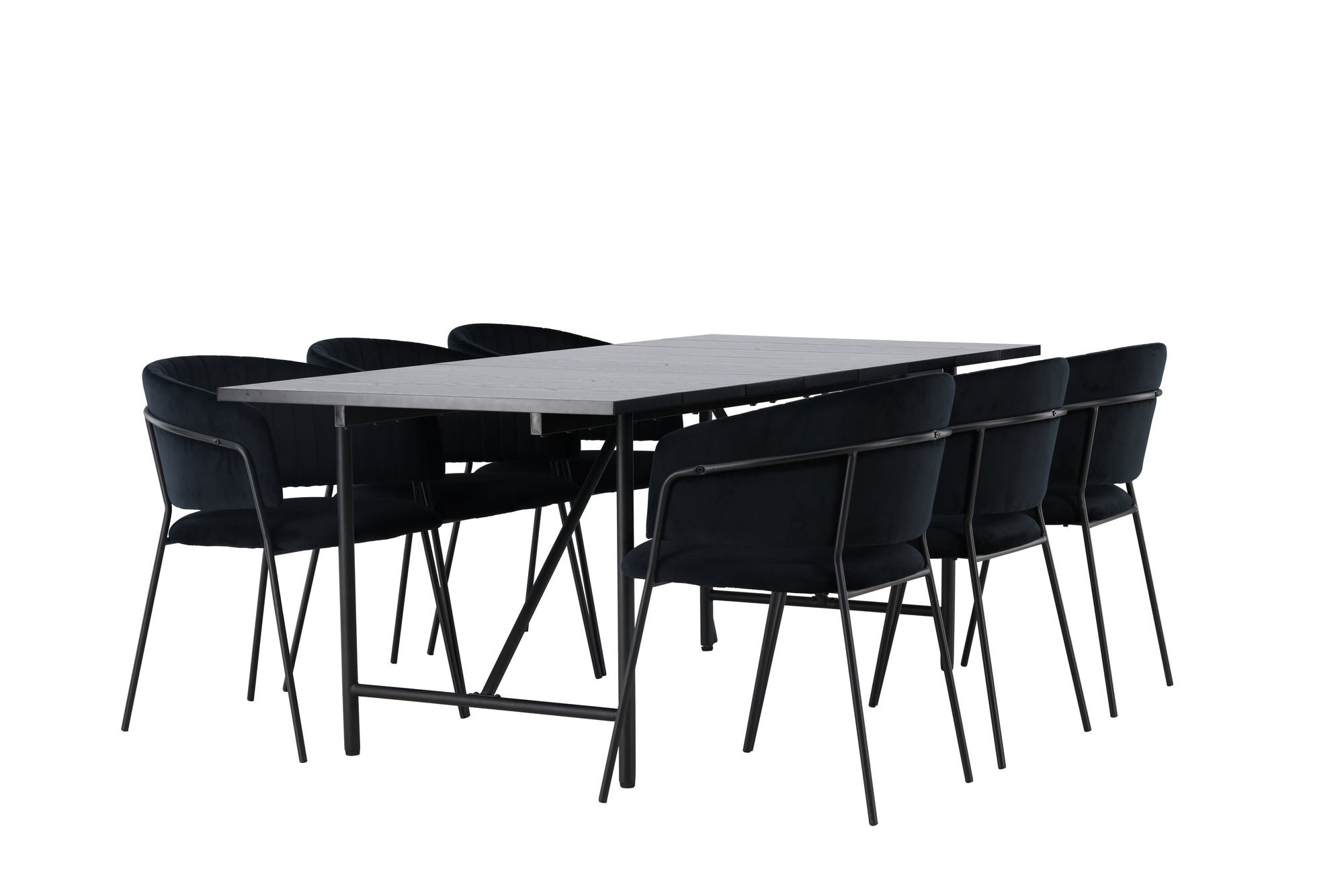 Venture Home Astrid spisebord 200*75 - Matte black / Matte black MDF with veneer +Selma Spisebordsstol - Black / Black Velvet _6