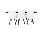 Venture Home Astrid spisebord 200*75 - Matte black / Matte black MDF with veneer +Rosie Spisebordsstol - Black / Beige Fabric _6