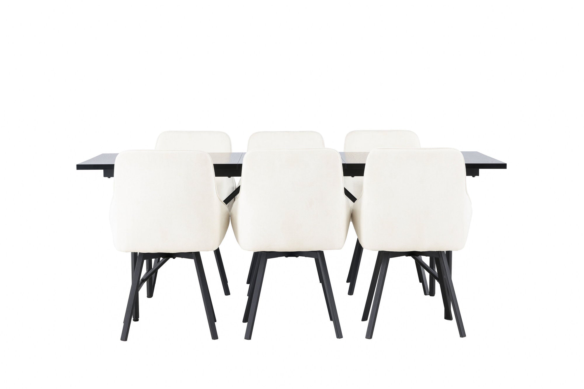 Venture Home Astrid spisebord 200*75 - Matte black / Matte black MDF with veneer +Rosie Spisebordsstol - Black / Beige Fabric _6