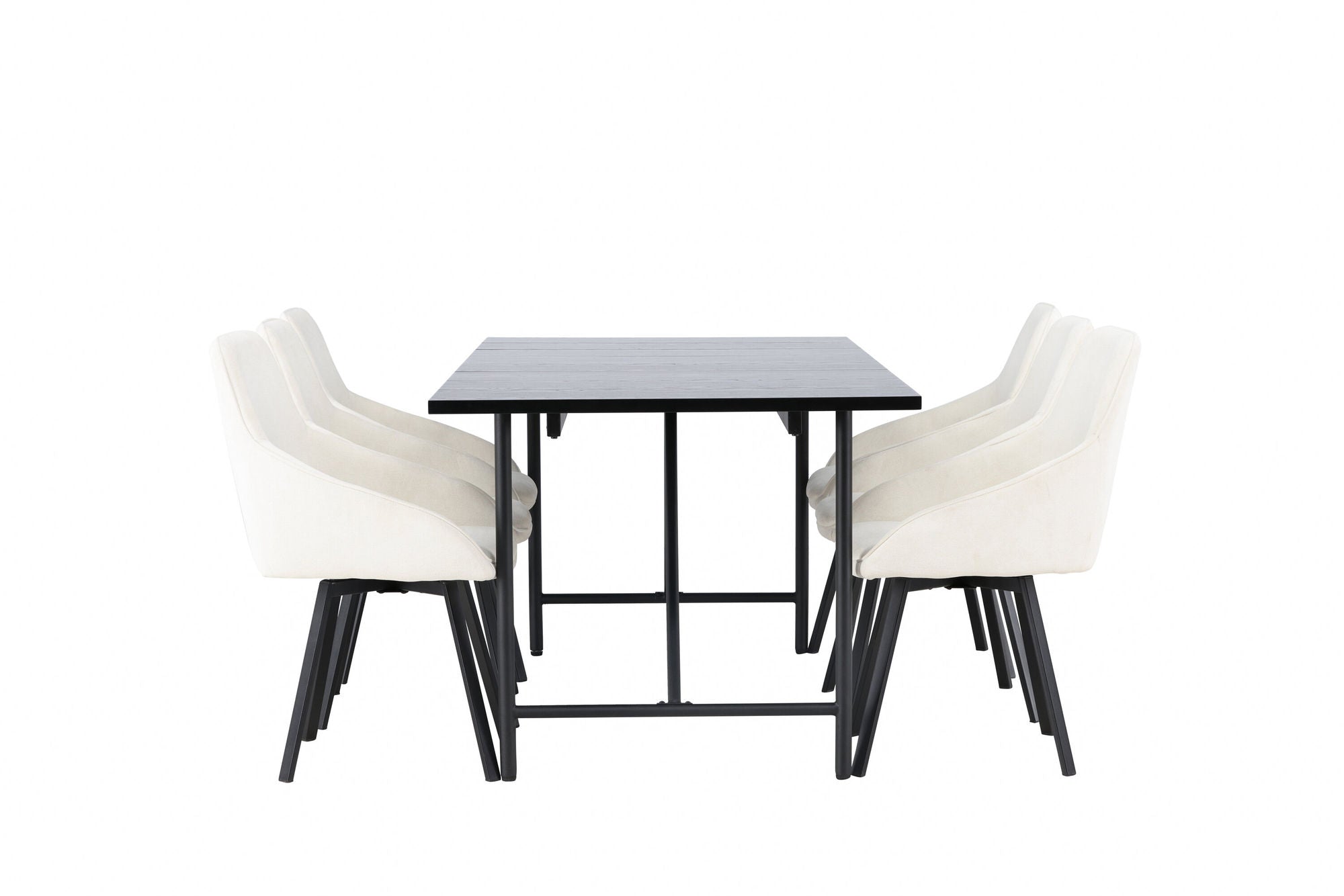 Venture Home Astrid spisebord 200*75 - Matte black / Matte black MDF with veneer +Rosie Spisebordsstol - Black / Beige Fabric _6