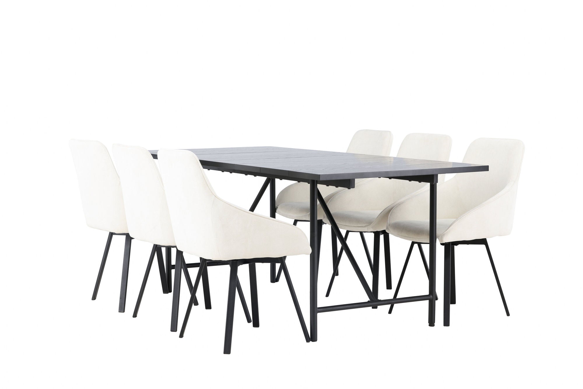 Venture Home Astrid spisebord 200*75 - Matte black / Matte black MDF with veneer +Rosie Spisebordsstol - Black / Beige Fabric _6