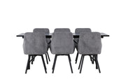 Venture Home Astrid spisebord 200*75 - Matte black / Matte black MDF with veneer +Rosie Spisebordsstol - Black / Dark grey Fabric _6