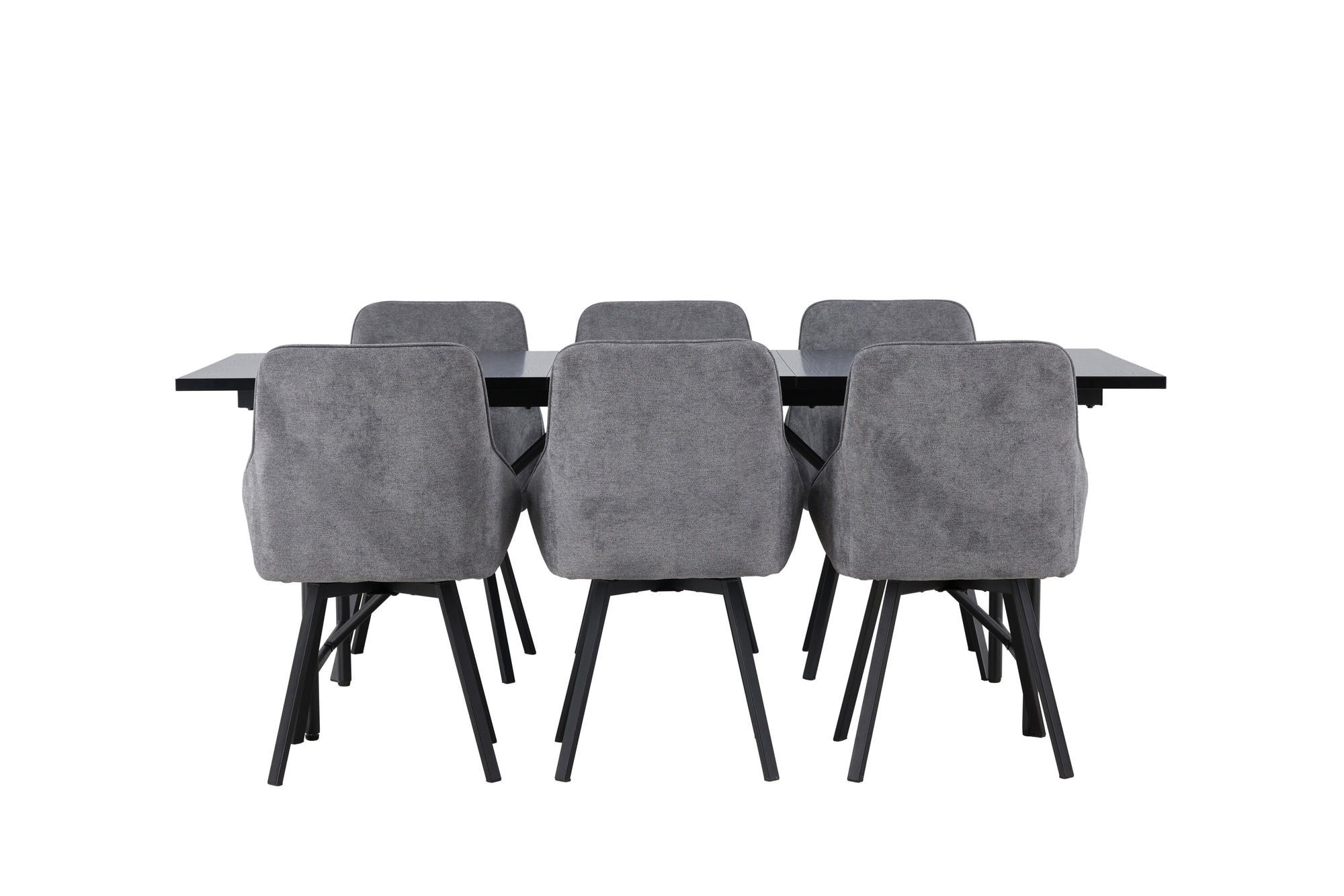 Venture Home Astrid spisebord 200*75 - Matte black / Matte black MDF with veneer +Rosie Spisebordsstol - Black / Dark grey Fabric _6