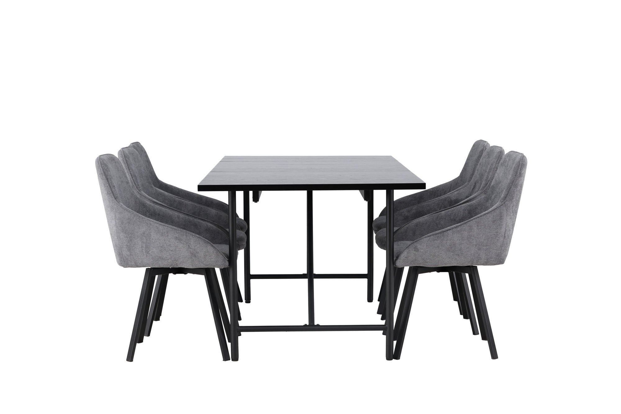 Venture Home Astrid spisebord 200*75 - Matte black / Matte black MDF with veneer +Rosie Spisebordsstol - Black / Dark grey Fabric _6