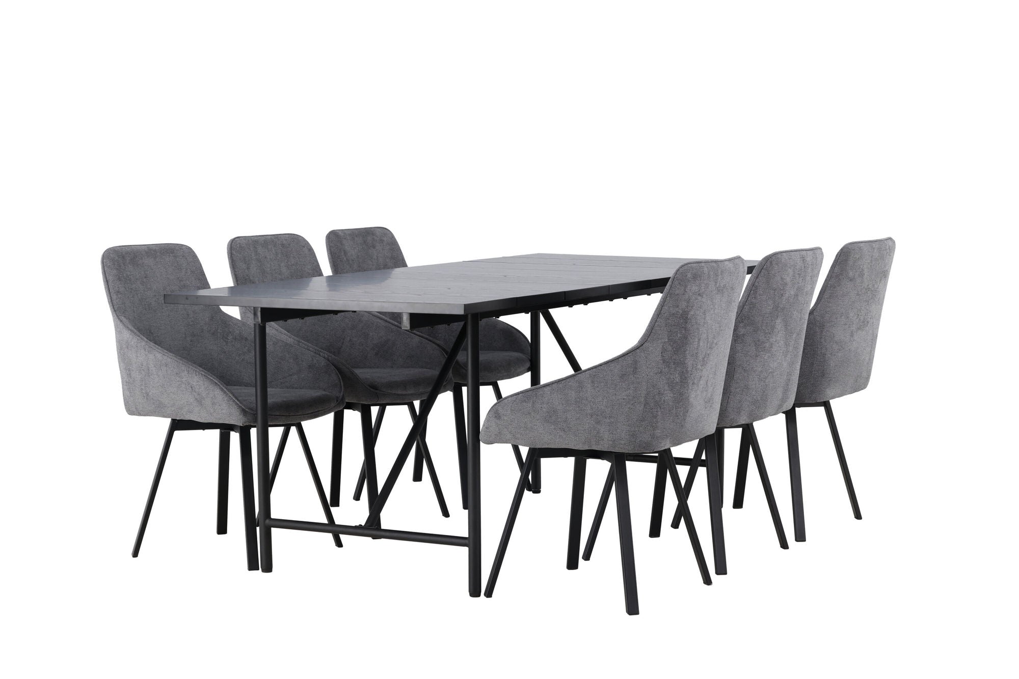 Venture Home Astrid spisebord 200*75 - Matte black / Matte black MDF with veneer +Rosie Spisebordsstol - Black / Dark grey Fabric _6