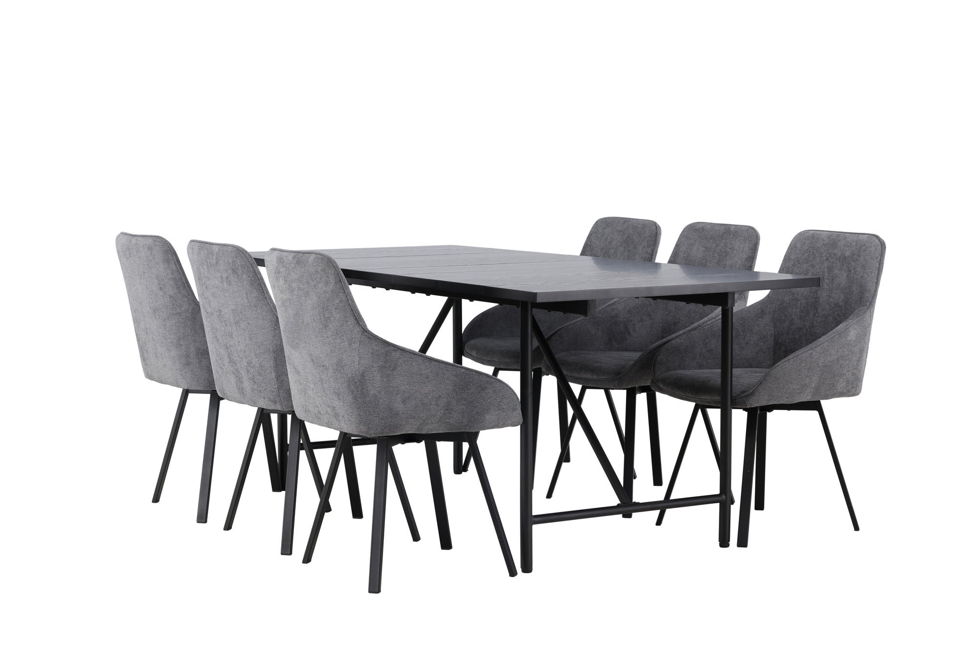 Venture Home Astrid spisebord 200*75 - Matte black / Matte black MDF with veneer +Rosie Spisebordsstol - Black / Dark grey Fabric _6