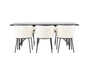 Venture Home Astrid spisebord 200*75 - Matte black / Matte black MDF with veneer +Edina Spisebordsstol - Black / White Boucle _6