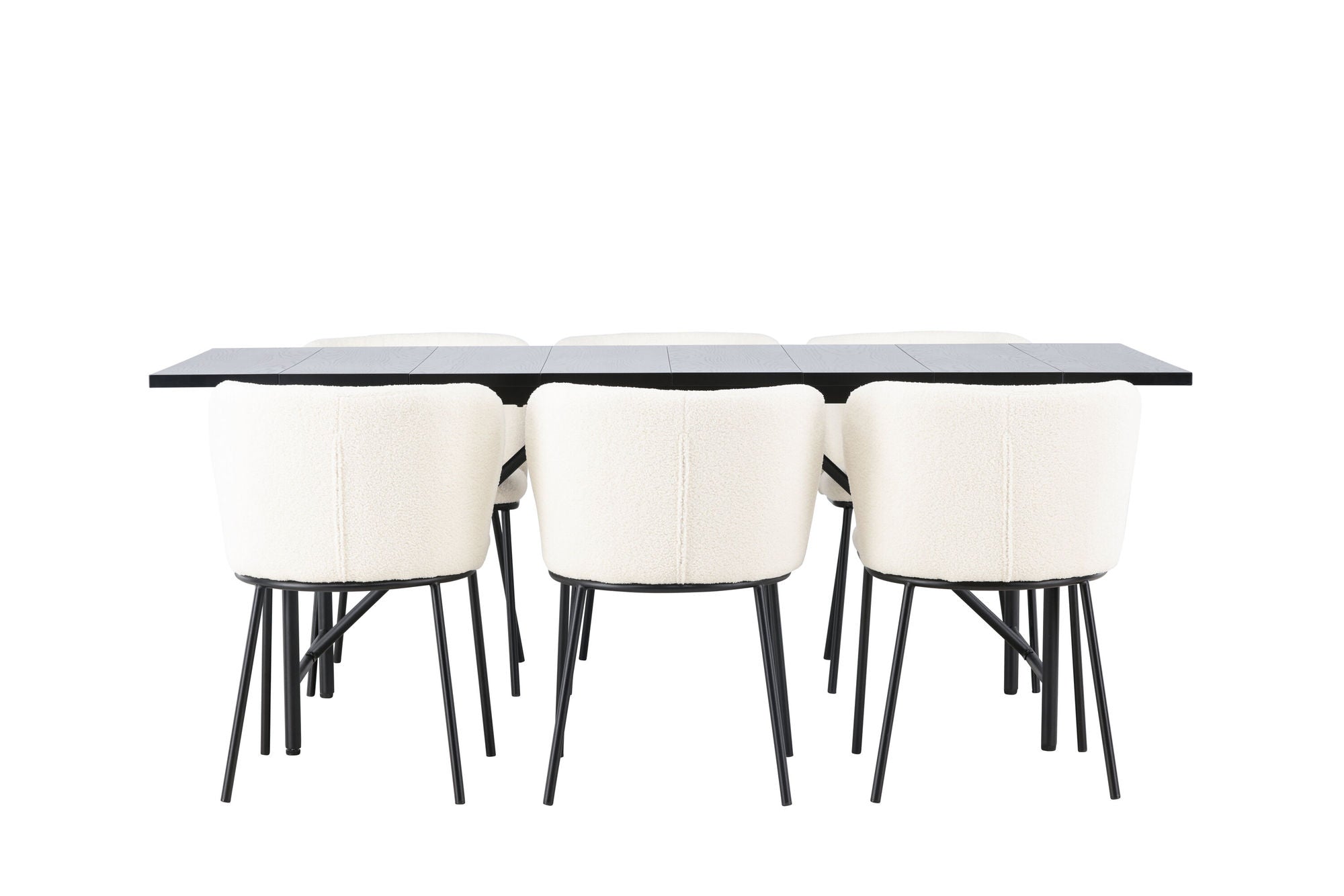 Venture Home Astrid spisebord 200*75 - Matte black / Matte black MDF with veneer +Edina Spisebordsstol - Black / White Boucle _6