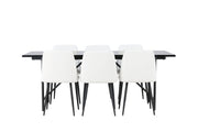 Venture Home Astrid spisebord 200*75 - Matte black / Matte black MDF with veneer +Night Spisebordsstol - Black / White PU _6