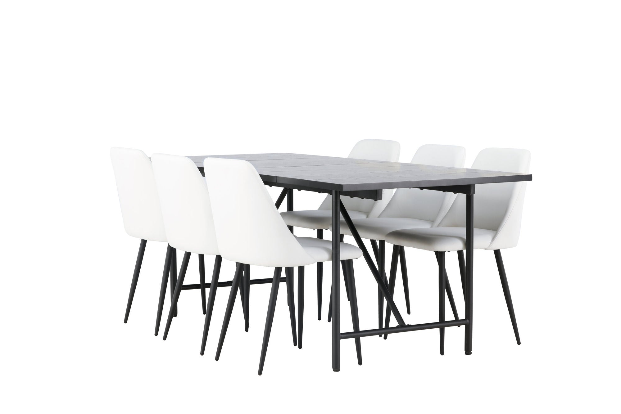 Venture Home Astrid spisebord 200*75 - Matte black / Matte black MDF with veneer +Night Spisebordsstol - Black / White PU _6