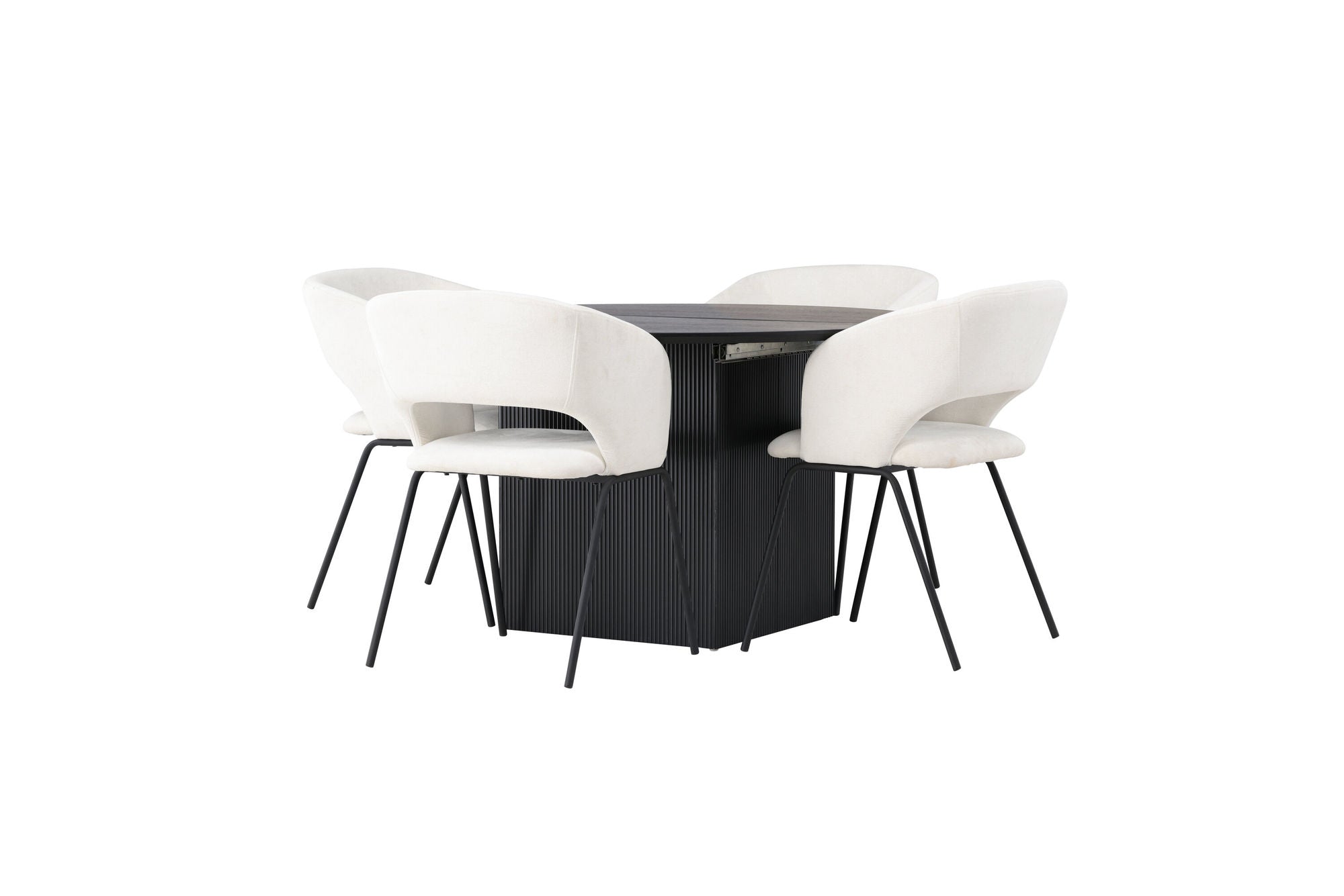 Venture Home Matilda spisebord φ130 - Black / Black MDF with veneer +Day Spisebordsstol - Matte black / White Linen _4