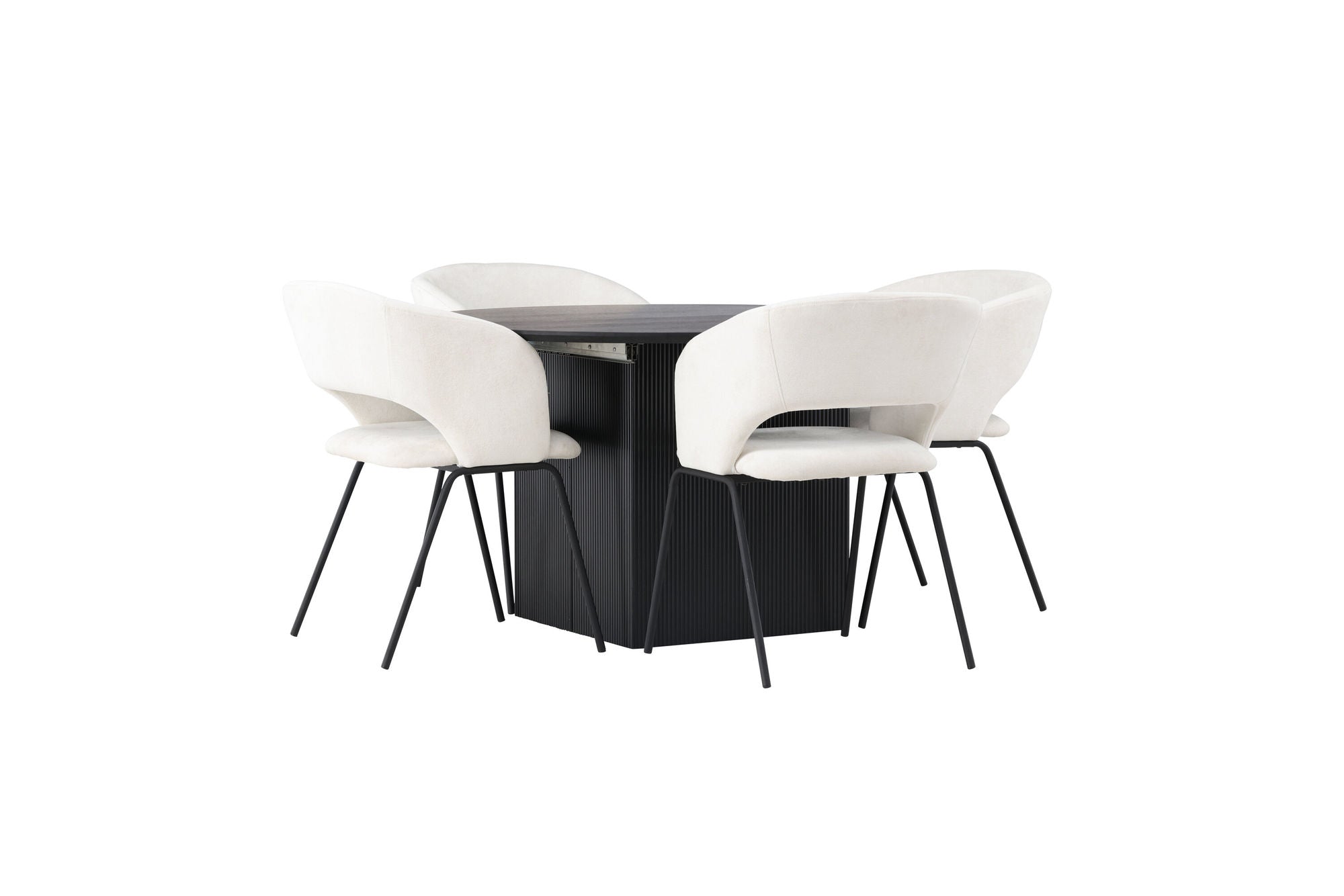 Venture Home Matilda spisebord φ130 - Black / Black MDF with veneer +Day Spisebordsstol - Matte black / White Linen _4