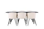 Venture Home Astrid spisebord 200*75 - Matte black / Matte black MDF with veneer +Berit stol - Black / Beige Velvet _6