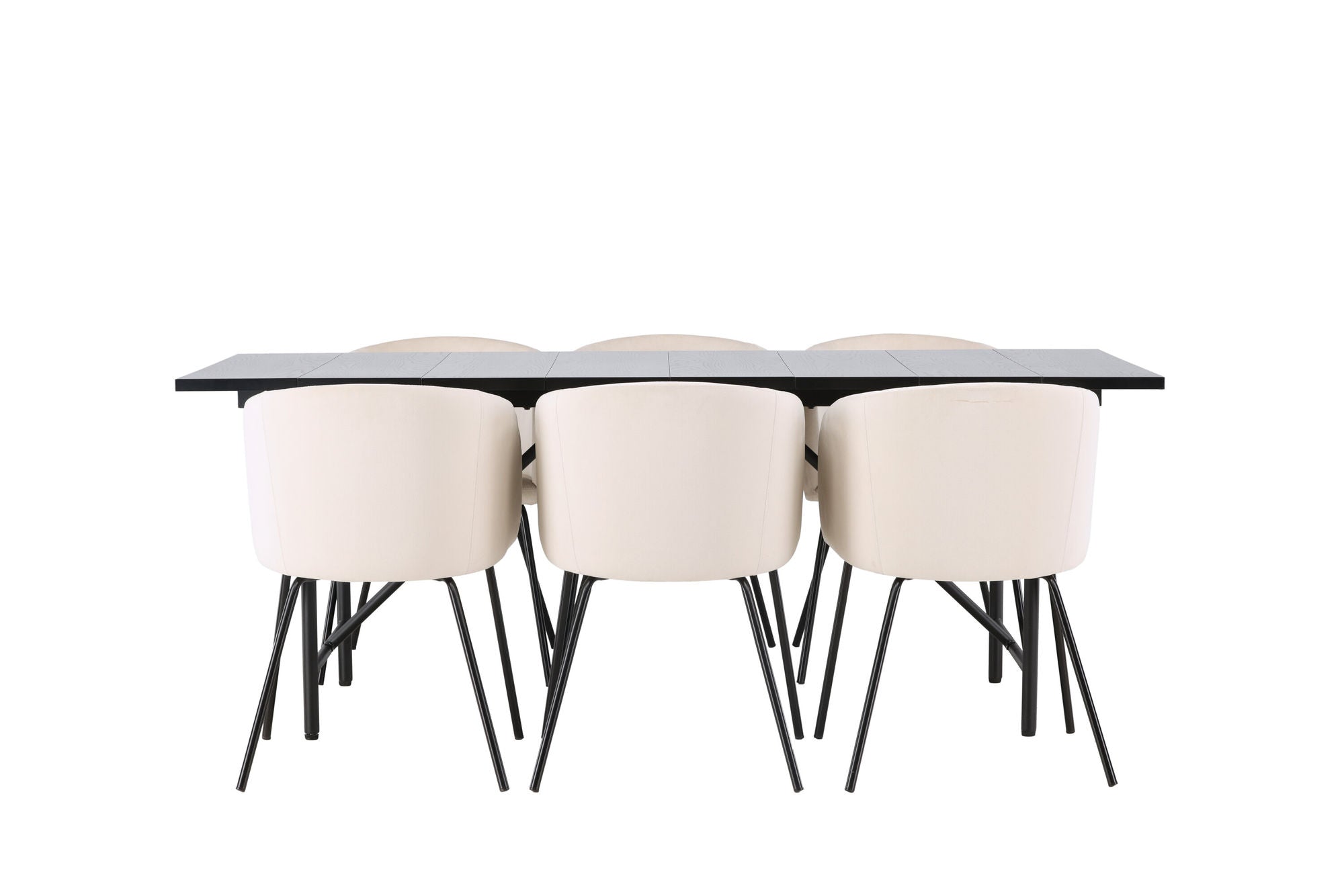 Venture Home Astrid spisebord 200*75 - Matte black / Matte black MDF with veneer +Berit stol - Black / Beige Velvet _6