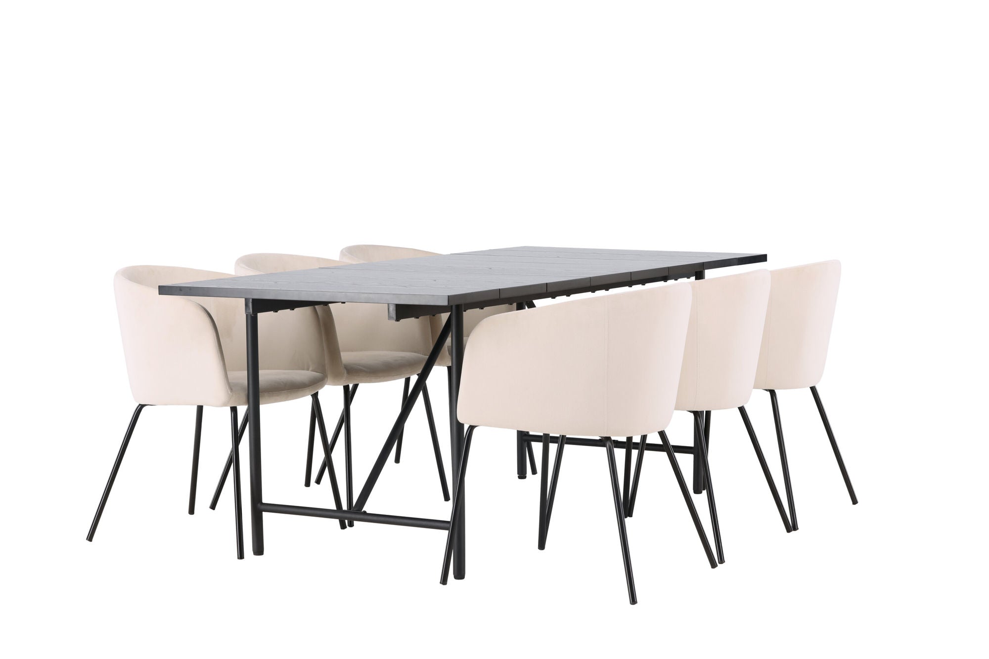 Venture Home Astrid spisebord 200*75 - Matte black / Matte black MDF with veneer +Berit stol - Black / Beige Velvet _6
