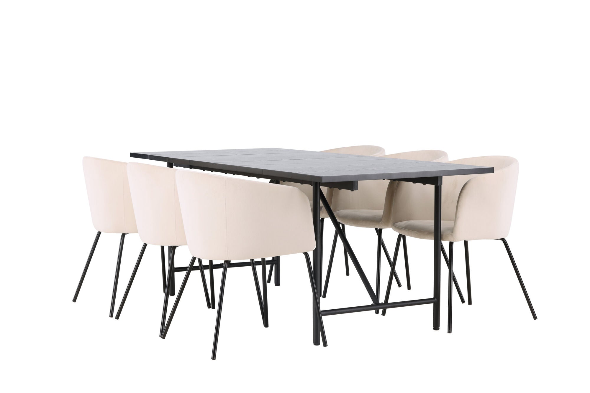 Venture Home Astrid spisebord 200*75 - Matte black / Matte black MDF with veneer +Berit stol - Black / Beige Velvet _6
