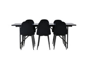 Venture Home Astrid spisebord 200*75 - Matte black / Matte black MDF with veneer +Polar Spisebordsstol - Black legs / Black Velvet _6