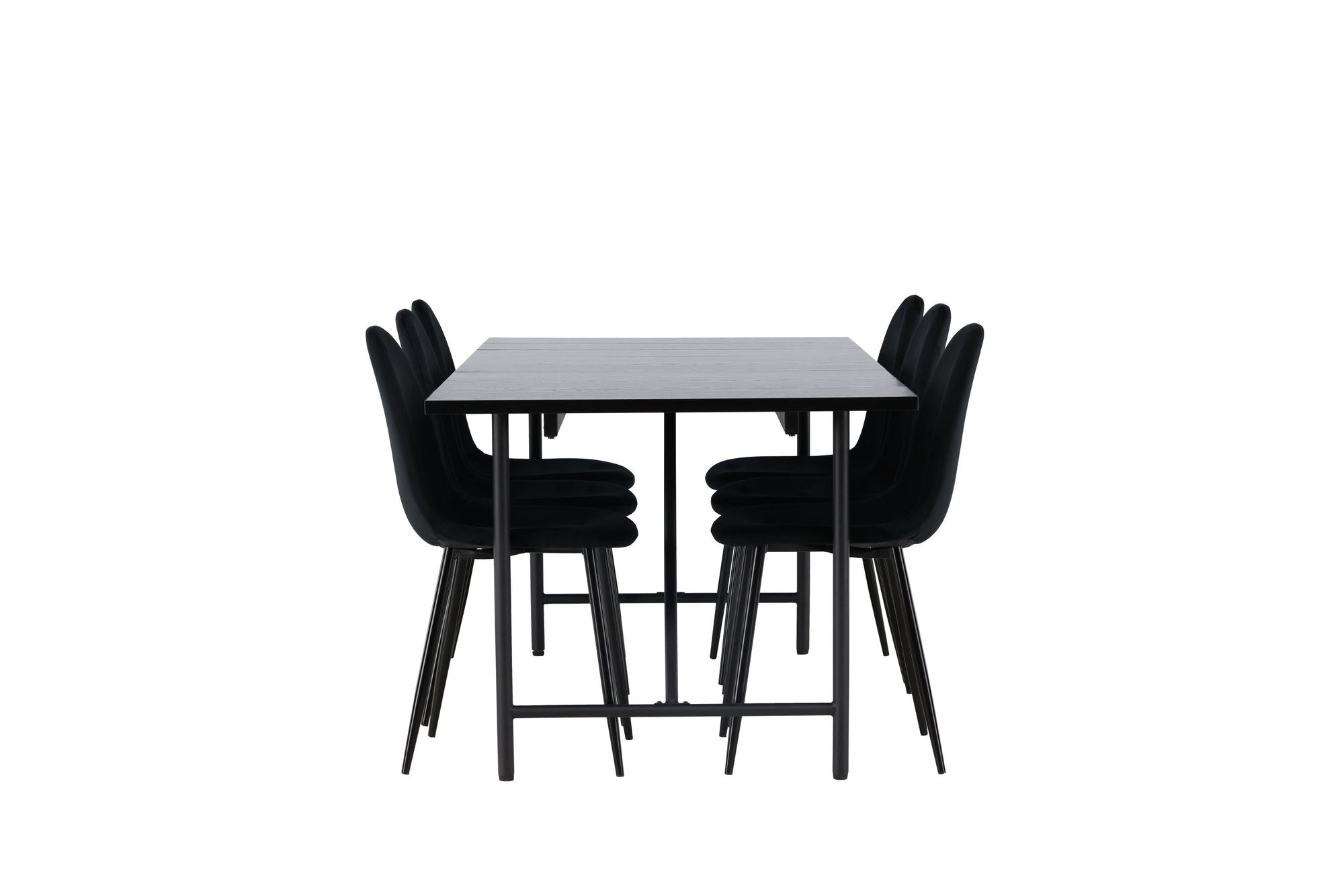 Venture Home Astrid spisebord 200*75 - Matte black / Matte black MDF with veneer +Polar Spisebordsstol - Black legs / Black Velvet _6