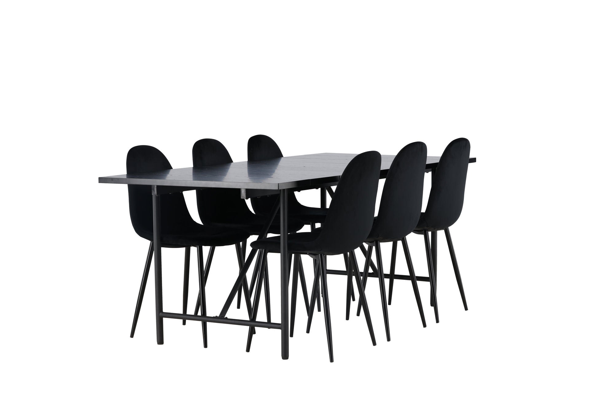 Venture Home Astrid spisebord 200*75 - Matte black / Matte black MDF with veneer +Polar Spisebordsstol - Black legs / Black Velvet _6