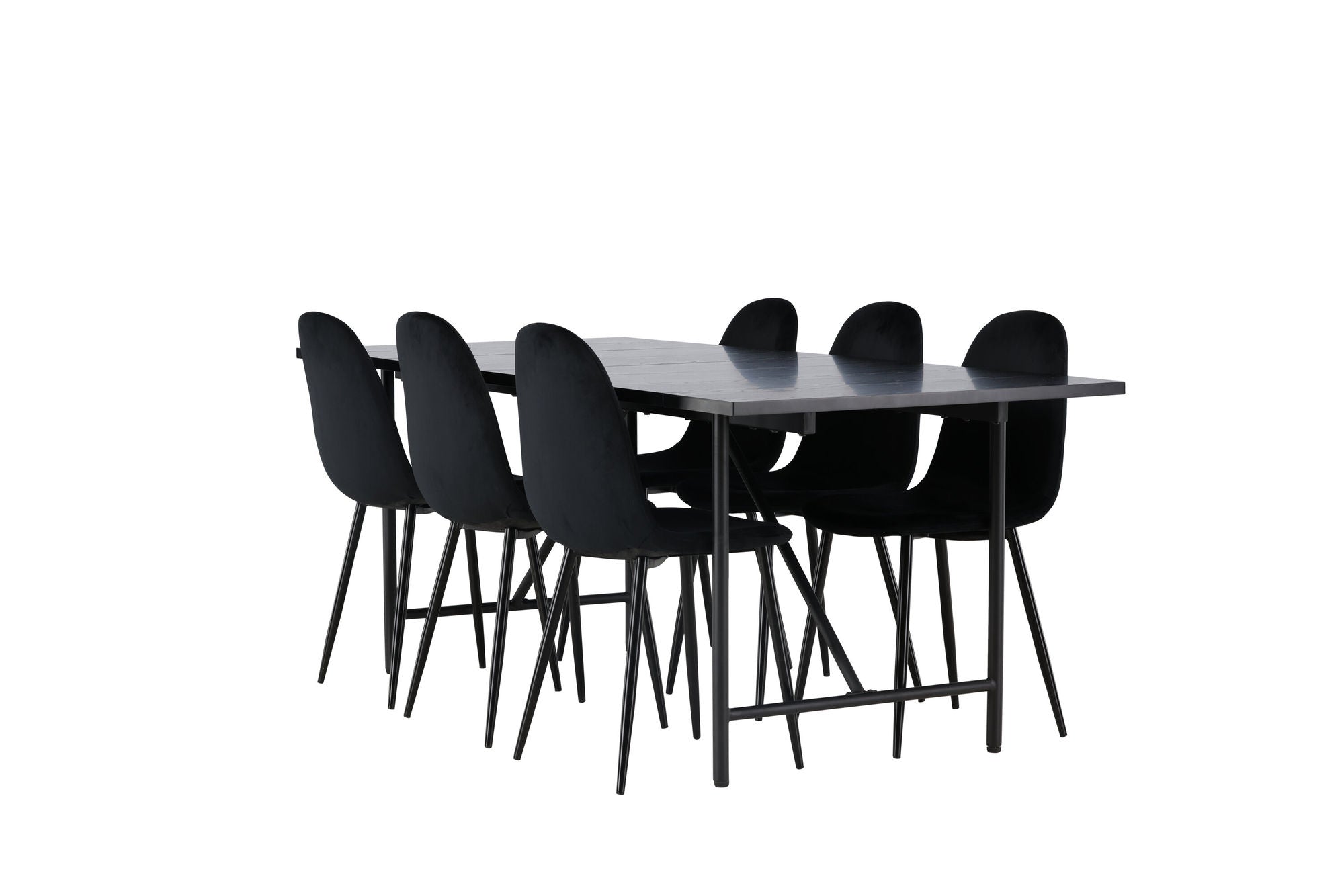 Venture Home Astrid spisebord 200*75 - Matte black / Matte black MDF with veneer +Polar Spisebordsstol - Black legs / Black Velvet _6