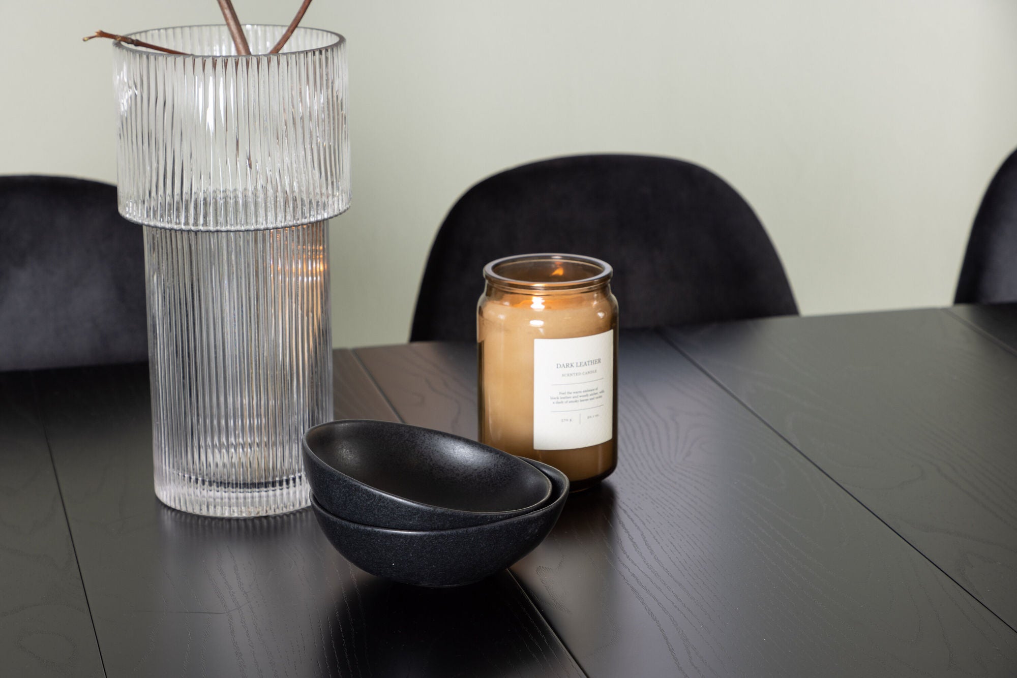 Venture Home Astrid spisebord 200*75 - Matte black / Matte black MDF with veneer +Polar Spisebordsstol - Black legs / Black Velvet _6