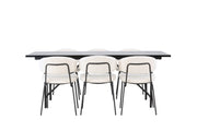 Venture Home Astrid spisebord 200*75 - Matte black / Matte black MDF with veneer +Chico Spisebordsstol - Black / White Boucle _6