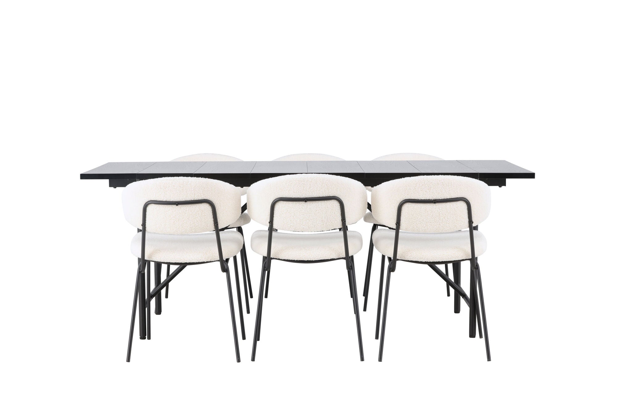 Venture Home Astrid spisebord 200*75 - Matte black / Matte black MDF with veneer +Chico Spisebordsstol - Black / White Boucle _6