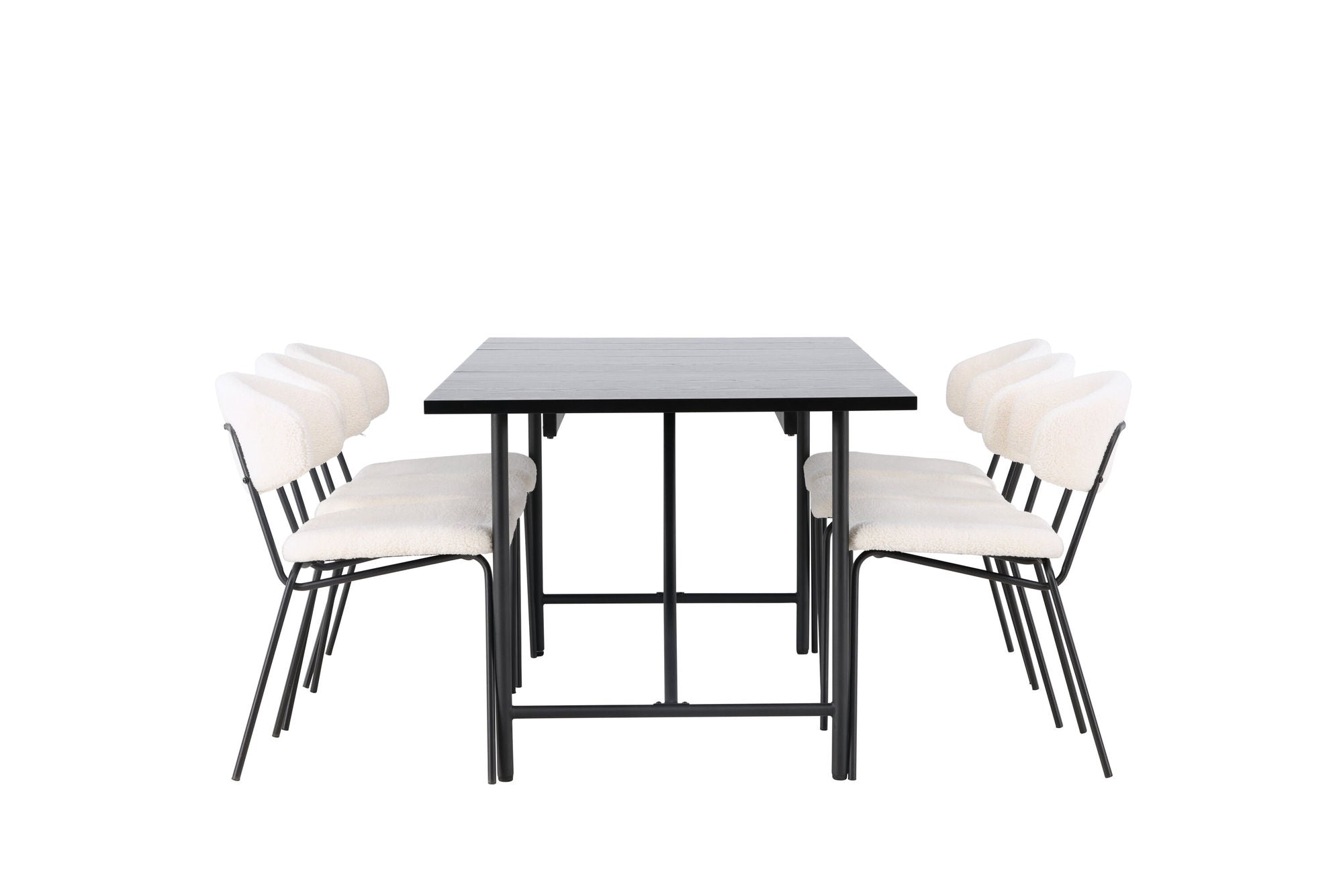 Venture Home Astrid spisebord 200*75 - Matte black / Matte black MDF with veneer +Chico Spisebordsstol - Black / White Boucle _6
