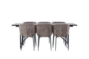 Venture Home Astrid spisebord 200*75 - Matte black / Matte black MDF with veneer +Modesto Spisebordsstol - Grey / Smoked Black Boucle _6