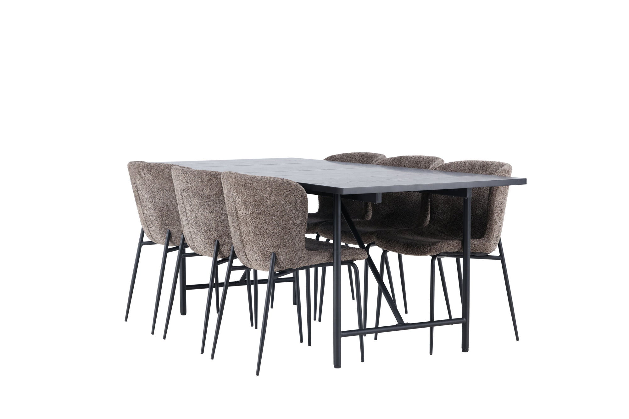 Venture Home Astrid spisebord 200*75 - Matte black / Matte black MDF with veneer +Modesto Spisebordsstol - Grey / Smoked Black Boucle _6