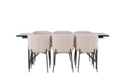 Venture Home Astrid spisebord 200*75 - Matte black / Matte black MDF with veneer +Modesto Spisebordsstol - Beige / Beige Boucle _6