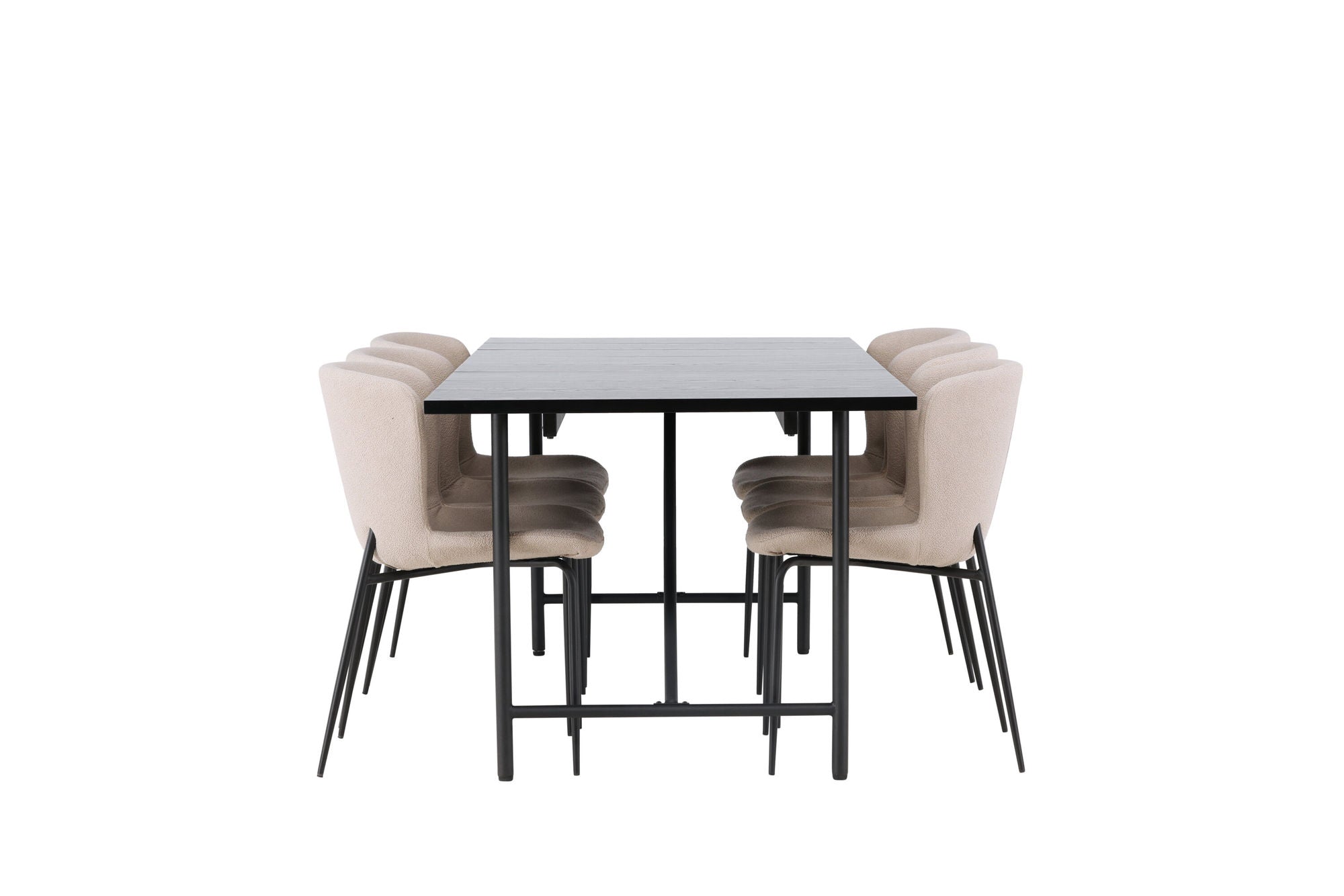 Venture Home Astrid spisebord 200*75 - Matte black / Matte black MDF with veneer +Modesto Spisebordsstol - Beige / Beige Boucle _6