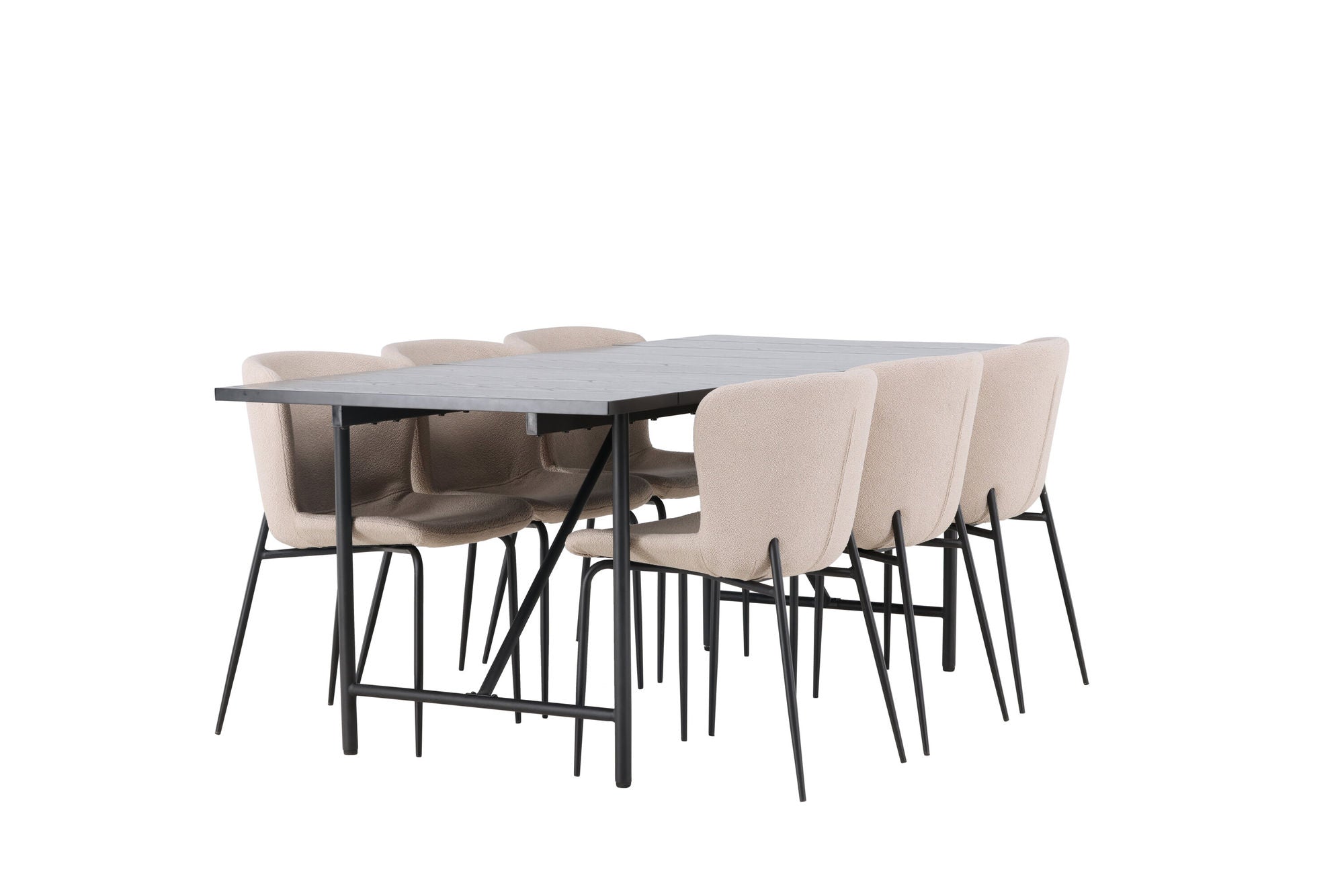 Venture Home Astrid spisebord 200*75 - Matte black / Matte black MDF with veneer +Modesto Spisebordsstol - Beige / Beige Boucle _6