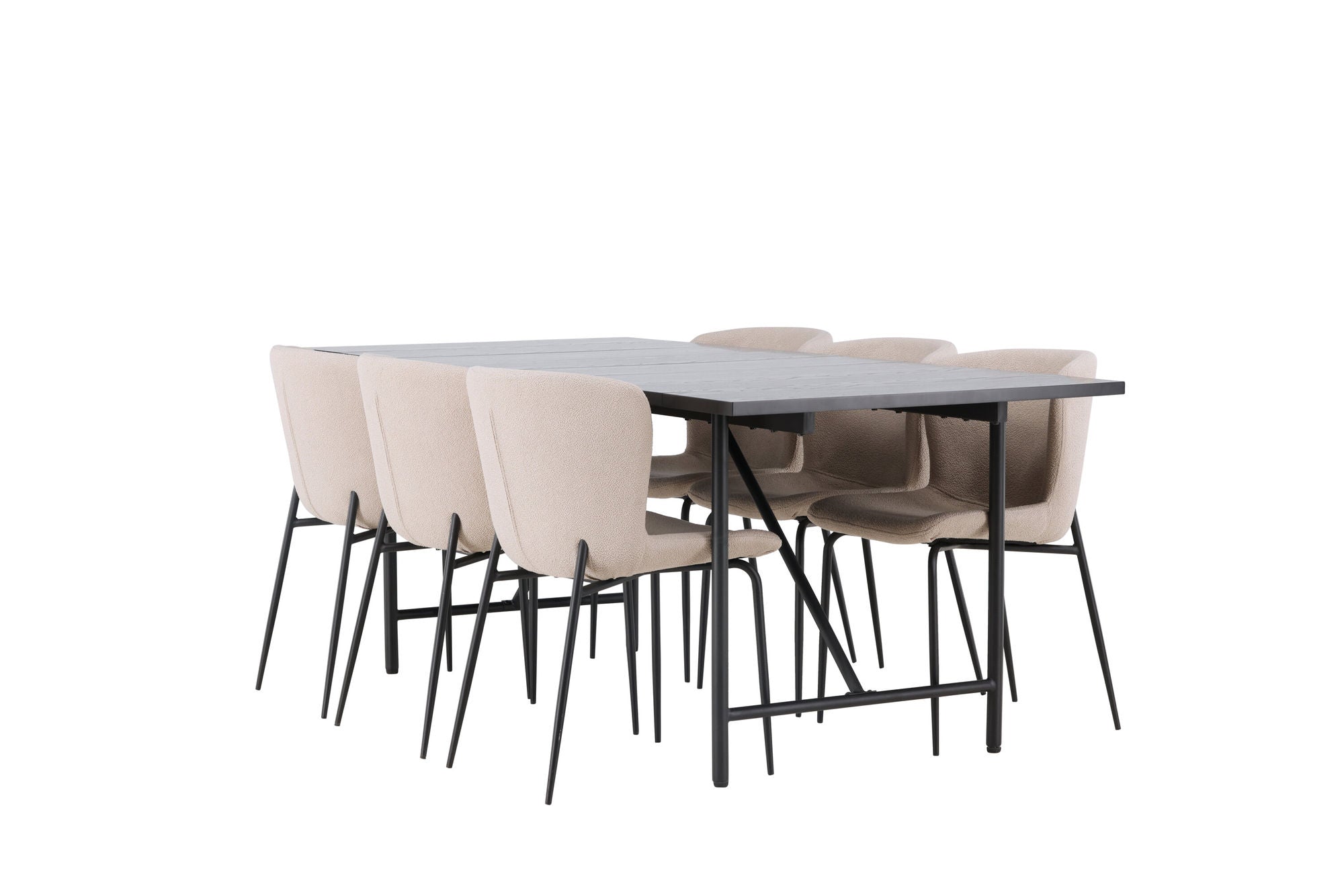 Venture Home Astrid spisebord 200*75 - Matte black / Matte black MDF with veneer +Modesto Spisebordsstol - Beige / Beige Boucle _6