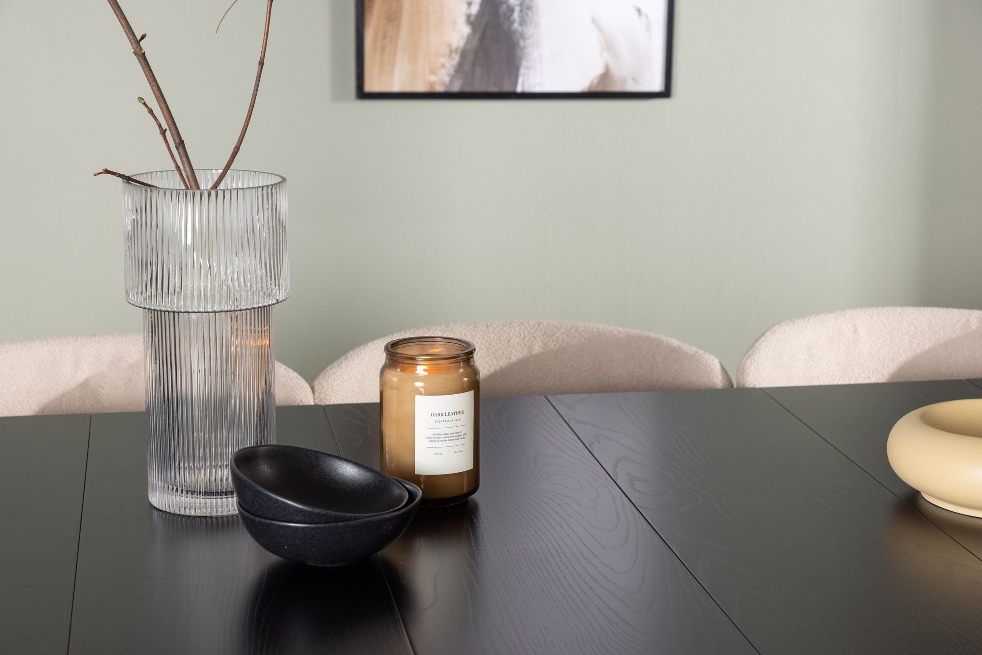 Venture Home Astrid spisebord 200*75 - Matte black / Matte black MDF with veneer +Modesto Spisebordsstol - Beige / Beige Boucle _6