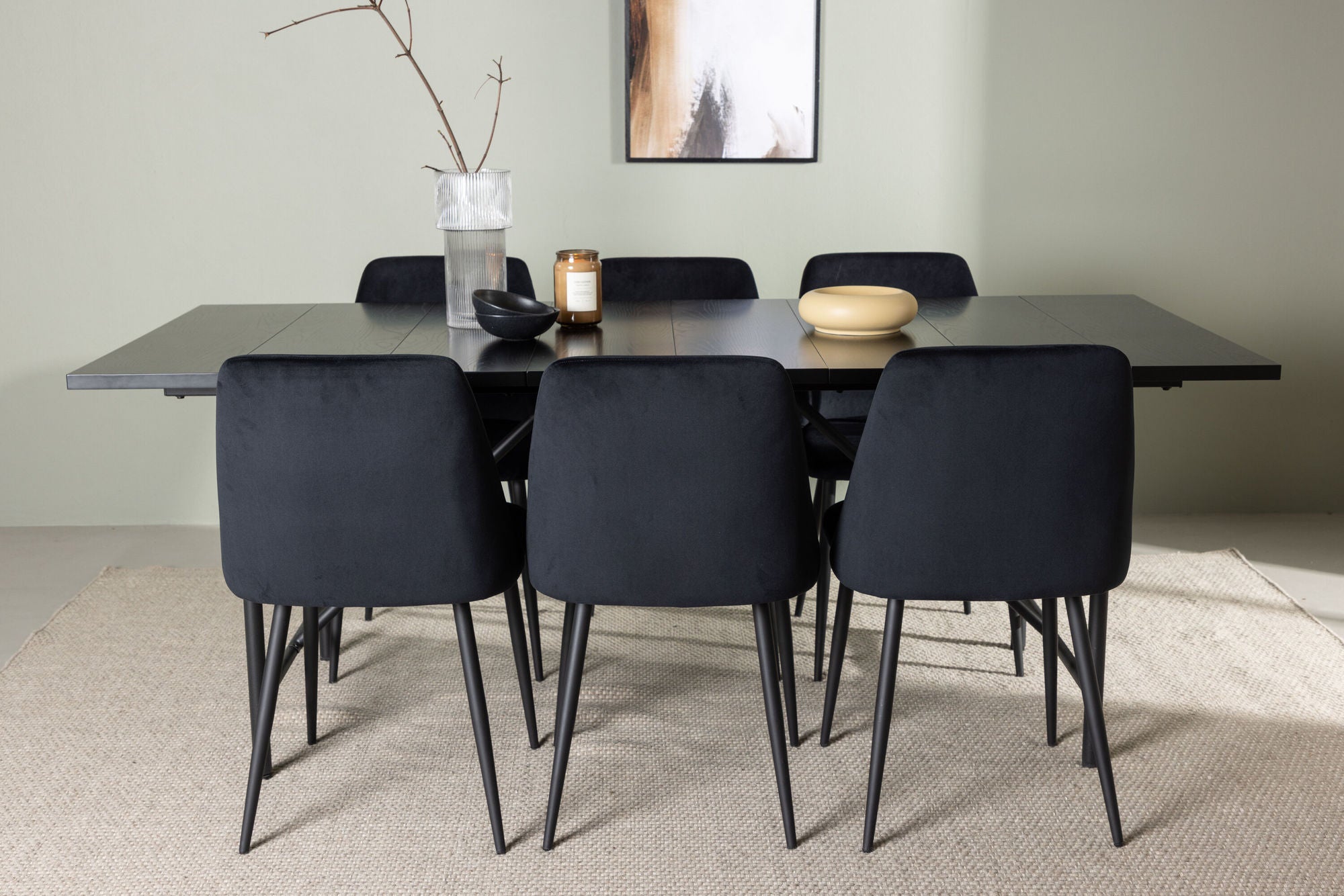 Venture Home Astrid spisebord 200*75 - Matte black / Matte black MDF with veneer +Night Spisebordsstol - Black / Black Velvet _6