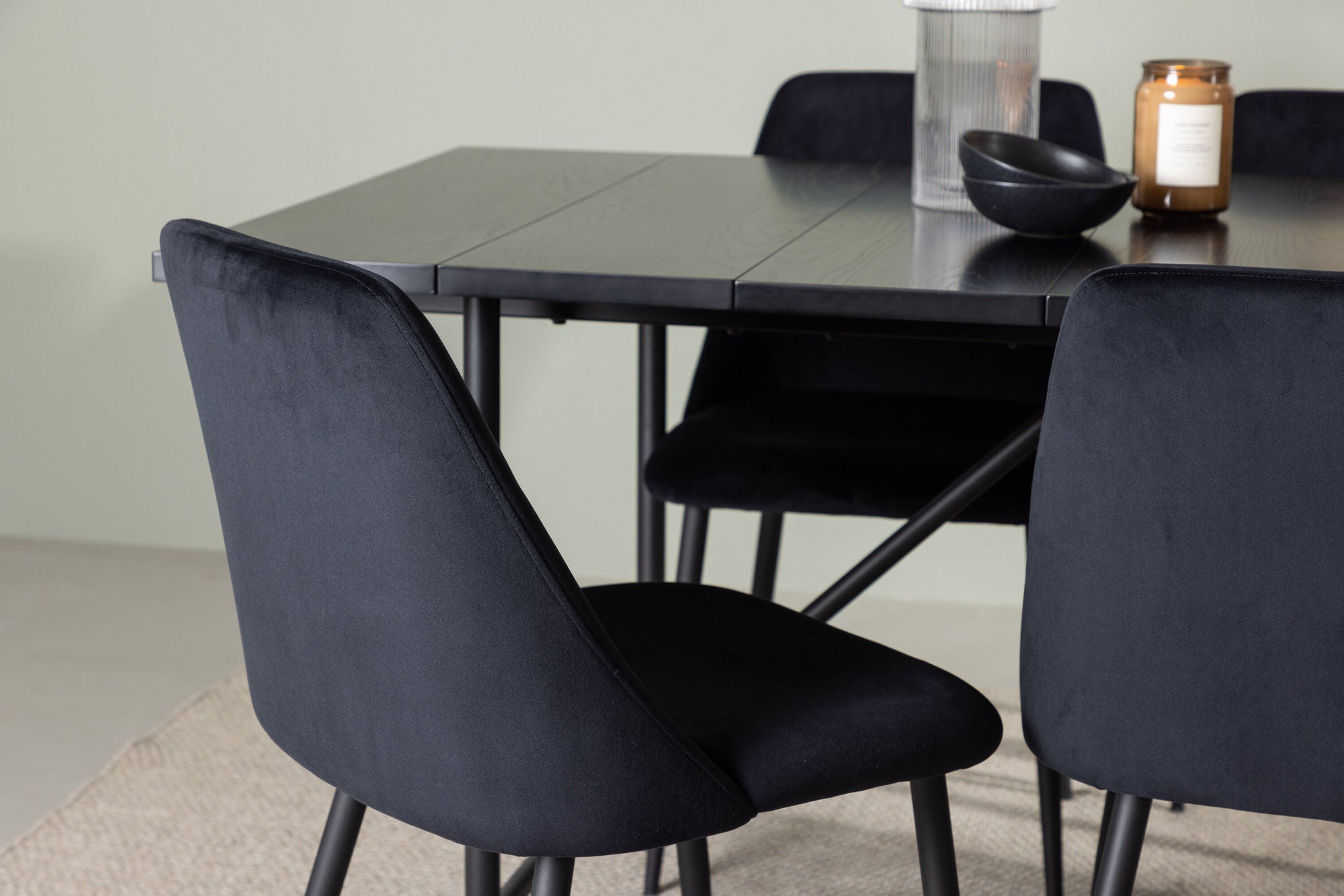 Venture Home Astrid spisebord 200*75 - Matte black / Matte black MDF with veneer +Night Spisebordsstol - Black / Black Velvet _6
