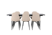 Venture Home Astrid spisebord 200*75 - Matte black / Matte black MDF with veneer +Polar Spisebordsstol - Black / Beige Boucle _6