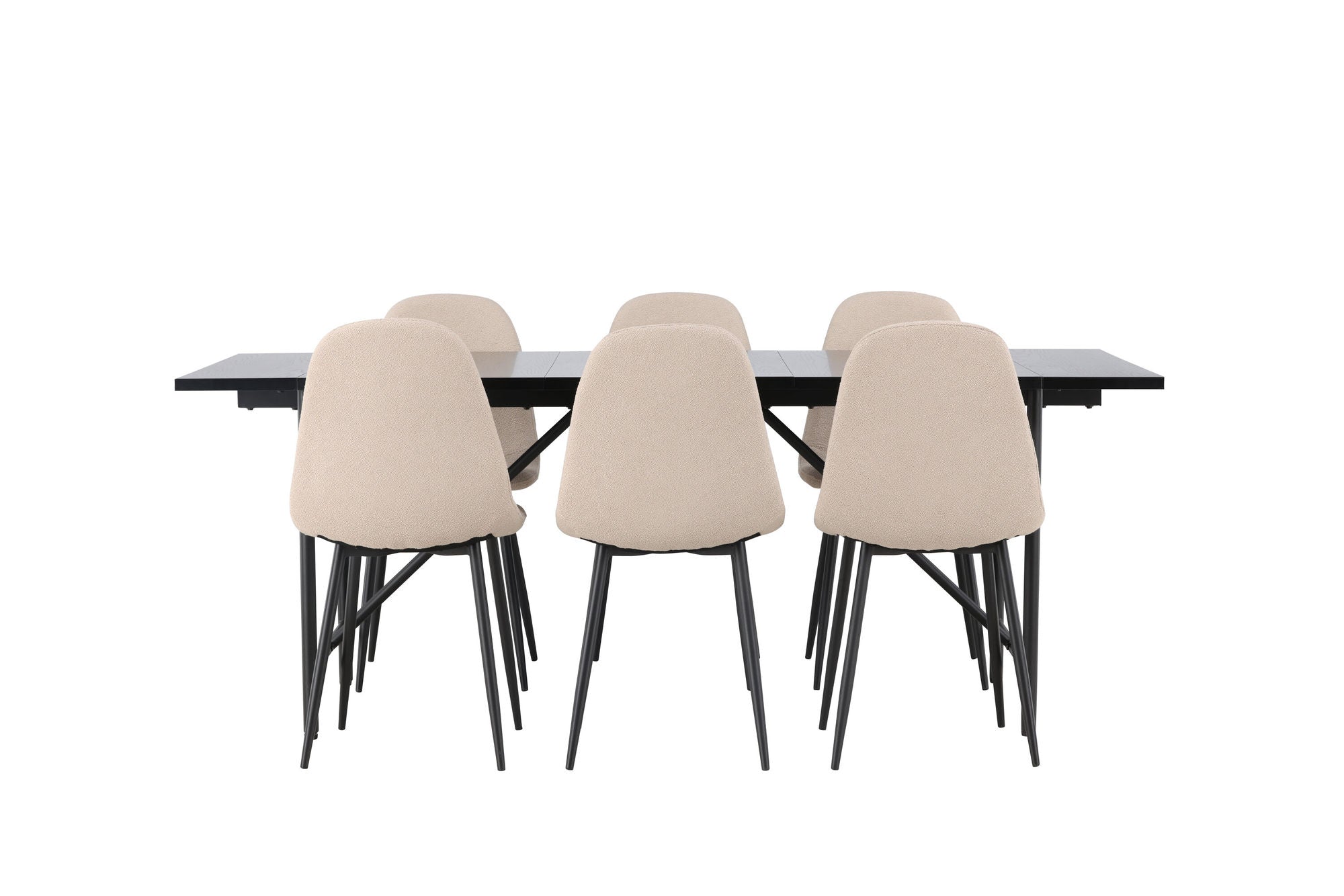 Venture Home Astrid spisebord 200*75 - Matte black / Matte black MDF with veneer +Polar Spisebordsstol - Black / Beige Boucle _6