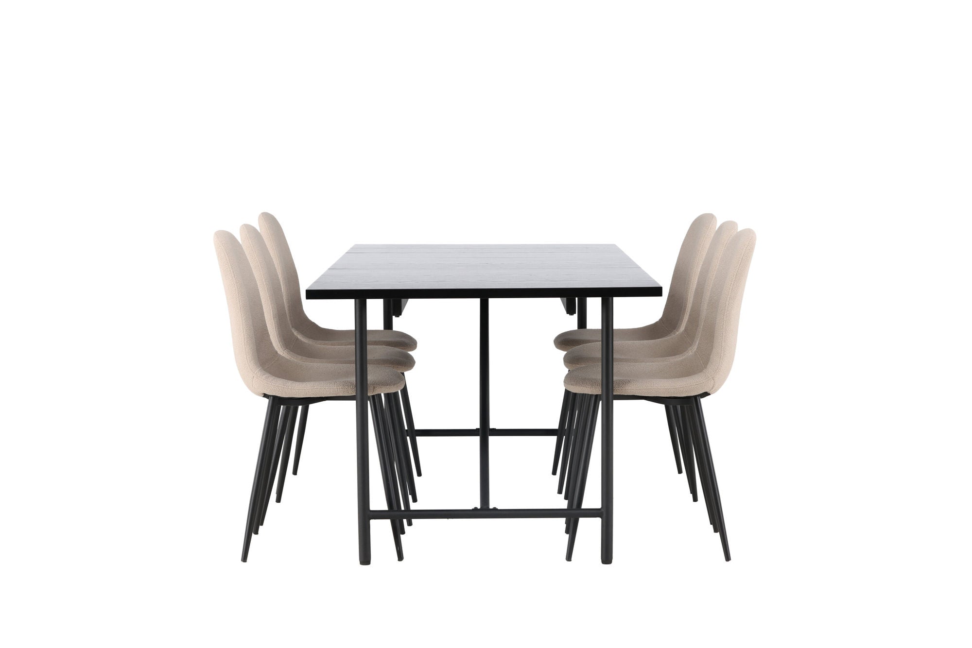 Venture Home Astrid spisebord 200*75 - Matte black / Matte black MDF with veneer +Polar Spisebordsstol - Black / Beige Boucle _6