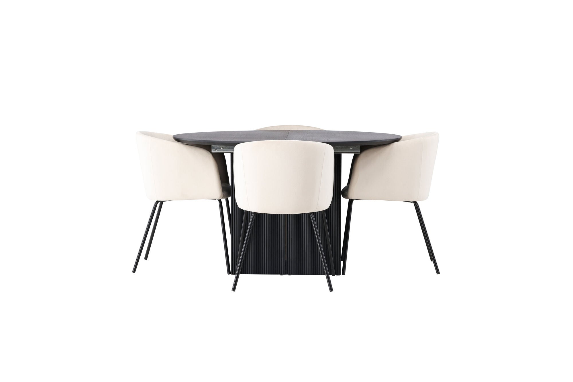 Venture Home Matilda spisebord φ130 - Black / Black MDF with veneer +Berit stol - Black / Beige Velvet _4