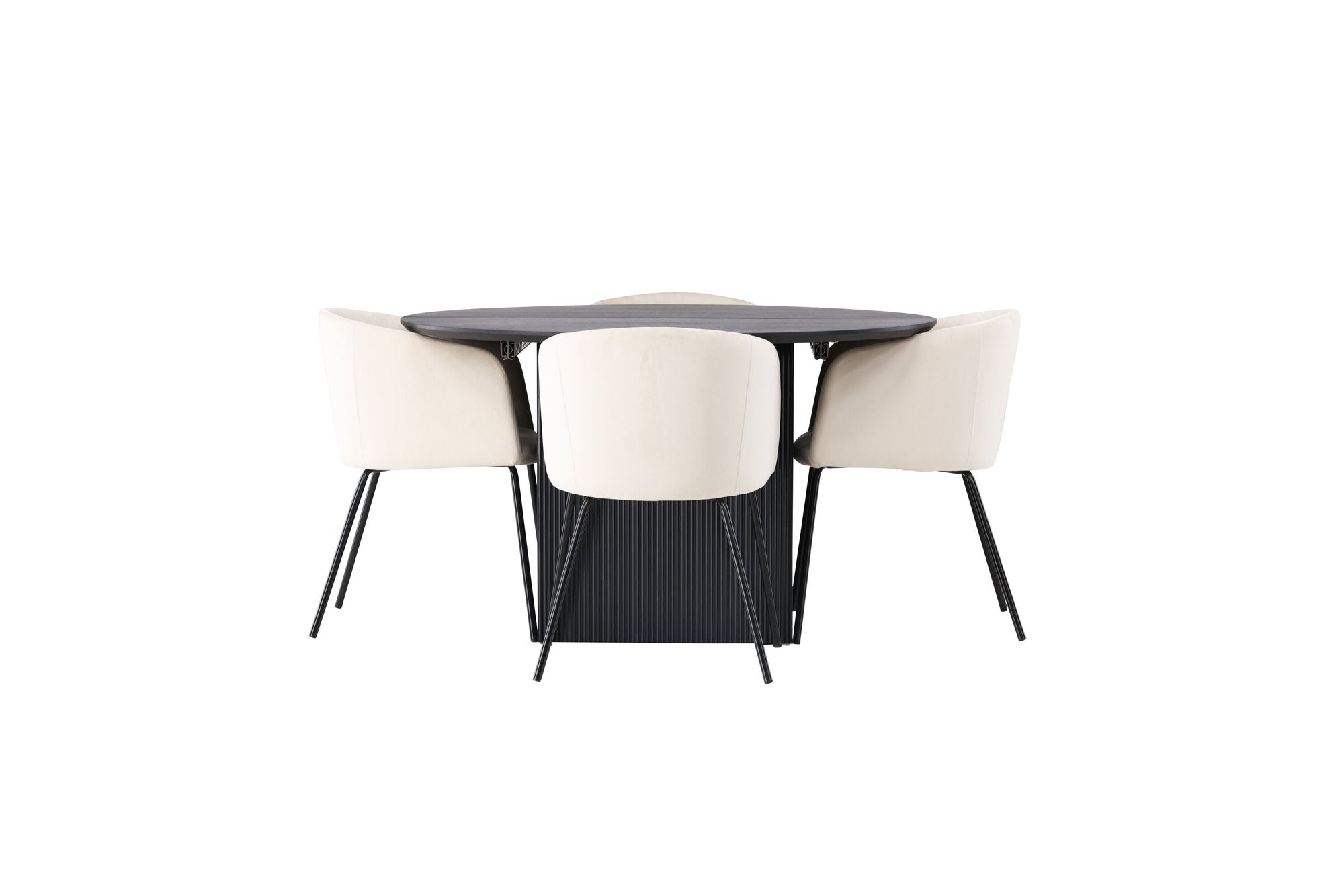 Venture Home Matilda spisebord φ130 - Black / Black MDF with veneer +Berit stol - Black / Beige Velvet _4