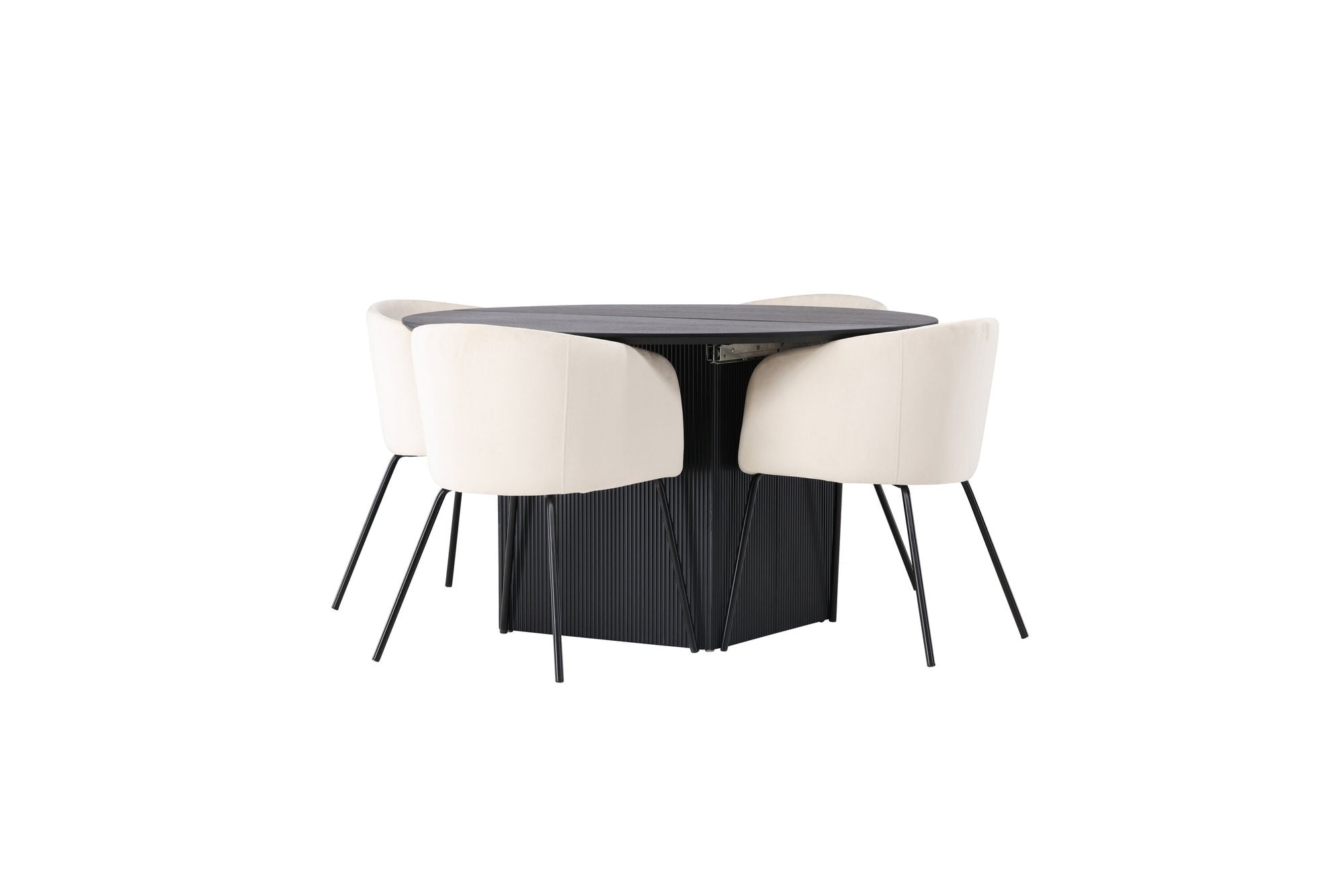 Venture Home Matilda spisebord φ130 - Black / Black MDF with veneer +Berit stol - Black / Beige Velvet _4
